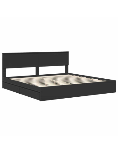 Letto con Contenitore Nero 200 x 200 cm Legno multistrato