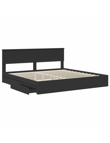 Letto con Contenitore Nero 200 x 200 cm Legno multistrato