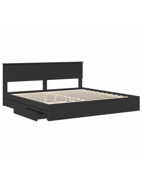 Letto con Contenitore Nero 200 x 200 cm Legno multistrato
