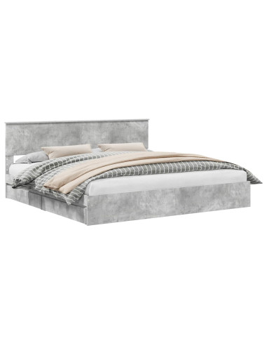 Letto con Contenitore con testiera Grigio cemento 200 x 200 cm