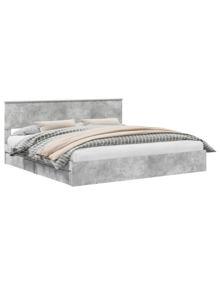 Letto con Contenitore con testiera Grigio cemento 200 x 200 cm