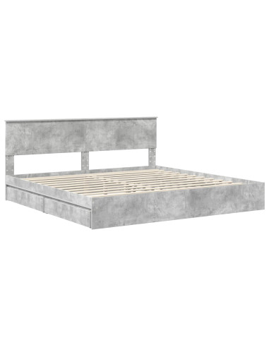 Letto con Contenitore con testiera Grigio cemento 200 x 200 cm