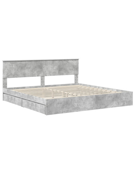 Letto con Contenitore con testiera Grigio cemento 200 x 200 cm