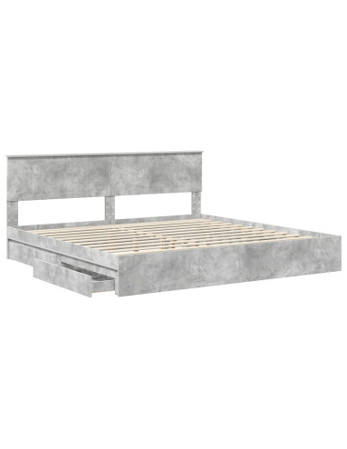 Letto con Contenitore con testiera Grigio cemento 200 x 200 cm