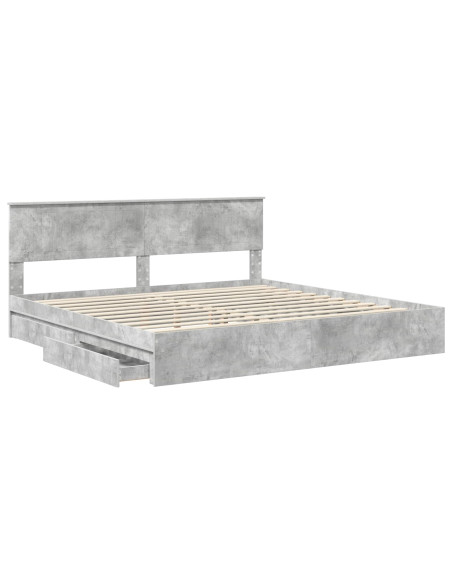 Letto con Contenitore con testiera Grigio cemento 200 x 200 cm