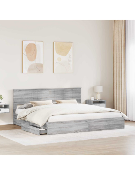 Letto con Contenitore con testiera Grigio Sonoma 200 x 200 cm