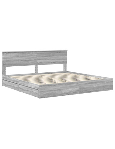 Letto con Contenitore con testiera Grigio Sonoma 200 x 200 cm