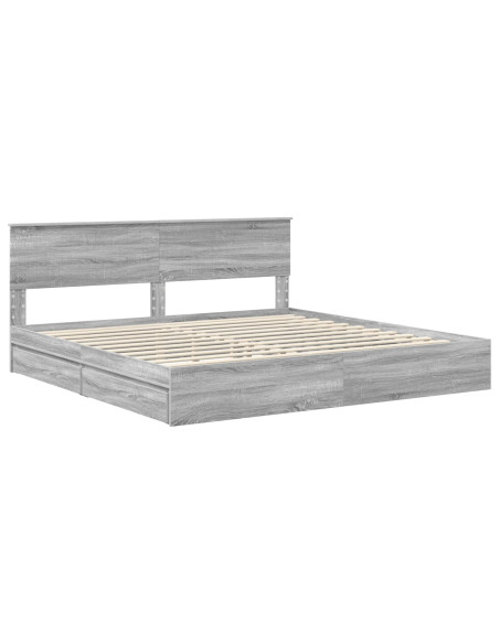 Letto con Contenitore con testiera Grigio Sonoma 200 x 200 cm