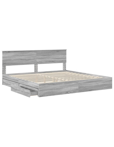 Letto con Contenitore con testiera Grigio Sonoma 200 x 200 cm