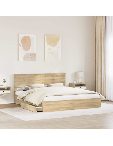 Letto con Contenitore con testiera Rovere Sonoma 180 x 200 cm