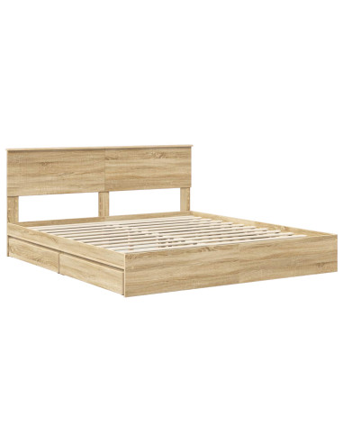 Letto con Contenitore con testiera Rovere Sonoma 180 x 200 cm