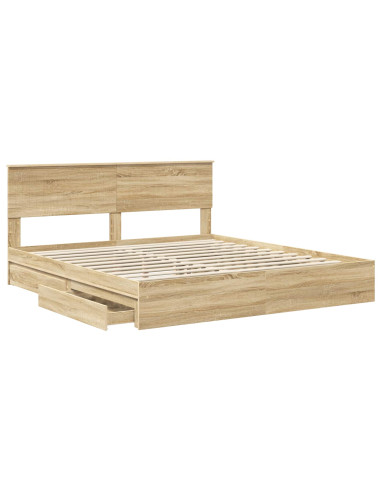 Letto con Contenitore con testiera Rovere Sonoma 180 x 200 cm