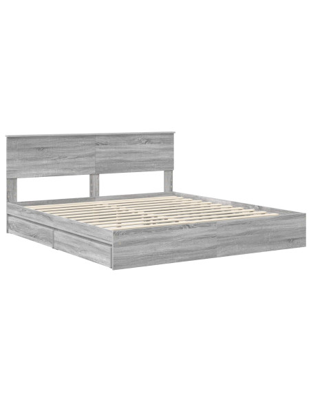 Letto con Contenitore con testiera Grigio Sonoma 180 x 200 cm