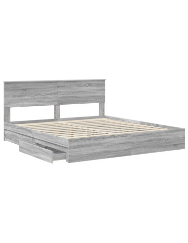 Letto con Contenitore con testiera Grigio Sonoma 180 x 200 cm