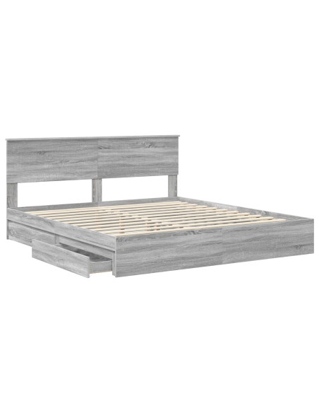Letto con Contenitore con testiera Grigio Sonoma 180 x 200 cm