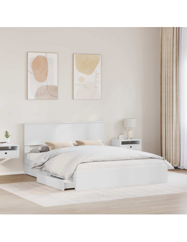 Letto con Contenitore Bianco 160 x 200 cm Legno multistrato