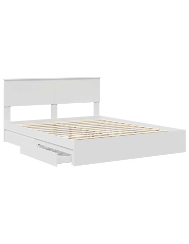 Letto con Contenitore Bianco 160 x 200 cm Legno multistrato