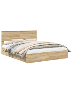 Letto con Contenitore con testiera Rovere Sonoma 160 x 200 cm 2