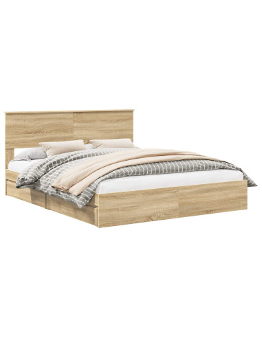 Letto con Contenitore con testiera Rovere Sonoma 160 x 200 cm