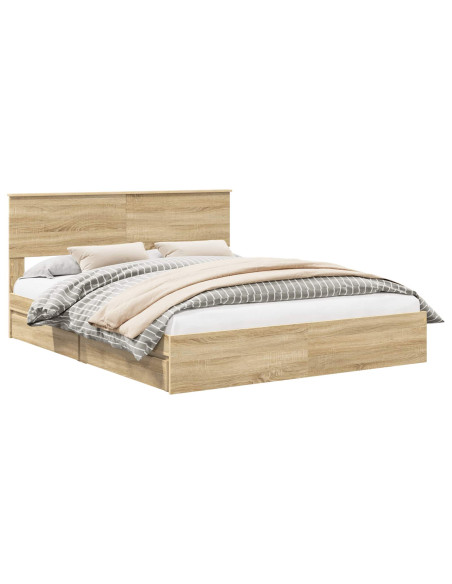 Letto con Contenitore con testiera Rovere Sonoma 160 x 200 cm