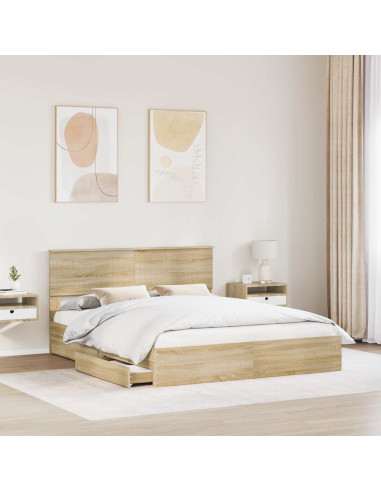 Letto con Contenitore con testiera Rovere Sonoma 160 x 200 cm