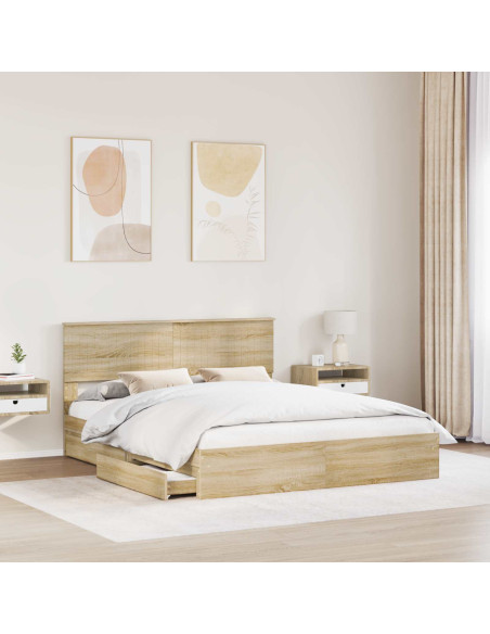 Letto con Contenitore con testiera Rovere Sonoma 160 x 200 cm
