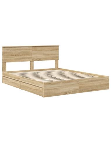 Letto con Contenitore con testiera Rovere Sonoma 160 x 200 cm