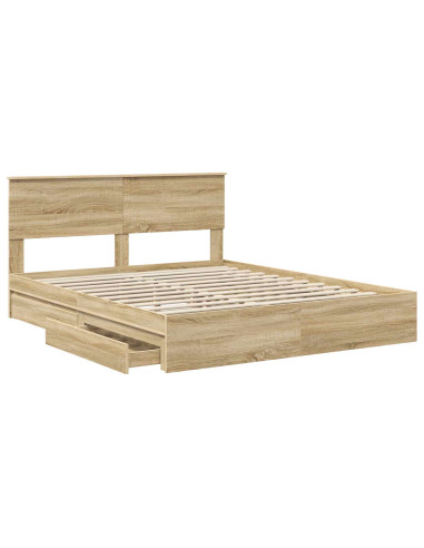 Letto con Contenitore con testiera Rovere Sonoma 160 x 200 cm