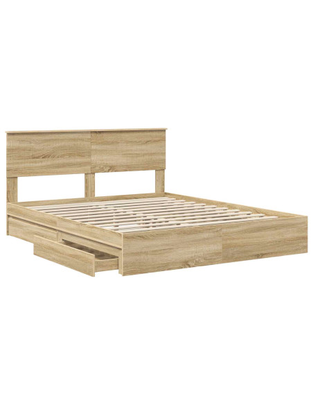 Letto con Contenitore con testiera Rovere Sonoma 160 x 200 cm