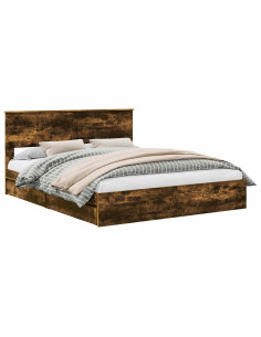 Letto con Contenitore con testiera Rovere fumé 160 x 200 cm 2