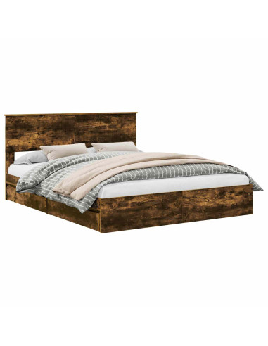 Letto con Contenitore con testiera Rovere fumé 160 x 200 cm