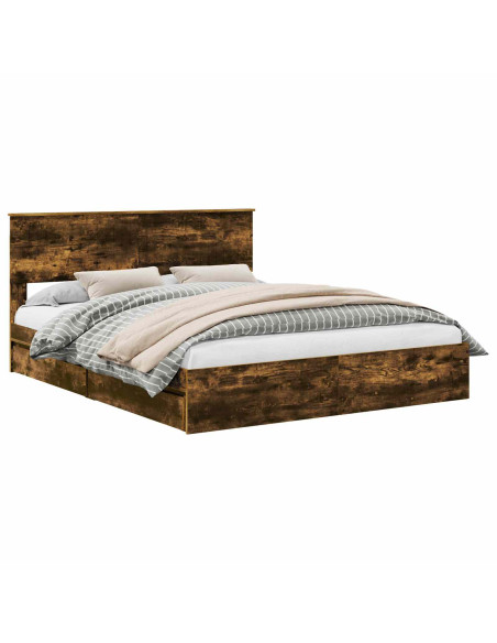 Letto con Contenitore con testiera Rovere fumé 160 x 200 cm