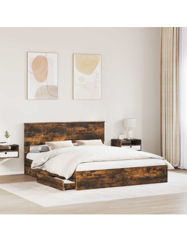 Letto con Contenitore con testiera Rovere fumé 160 x 200 cm