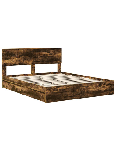 Letto con Contenitore con testiera Rovere fumé 160 x 200 cm