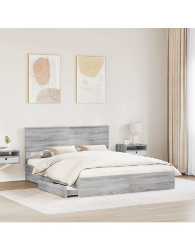 Letto con Contenitore con testiera Grigio Sonoma 160 x 200 cm