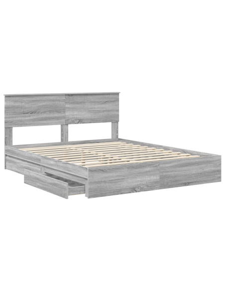 Letto con Contenitore con testiera Grigio Sonoma 160 x 200 cm