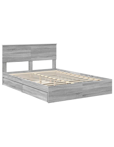 Letto con Contenitore con testiera Grigio Sonoma 140 x 200 cm