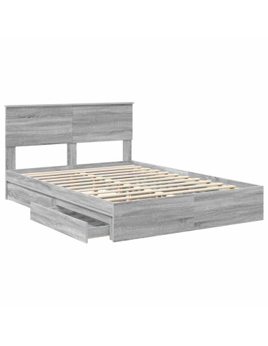 Letto con Contenitore con testiera Grigio Sonoma 140 x 200 cm