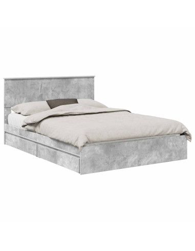 Letto con Contenitore con testiera Grigio cemento 135 x 190 cm