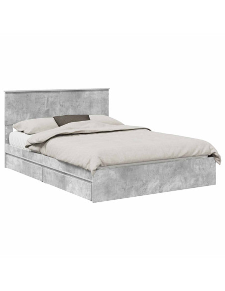 Letto con Contenitore con testiera Grigio cemento 135 x 190 cm