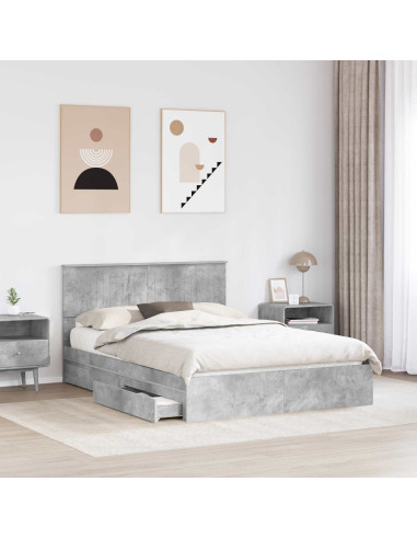 Letto con Contenitore con testiera Grigio cemento 135 x 190 cm