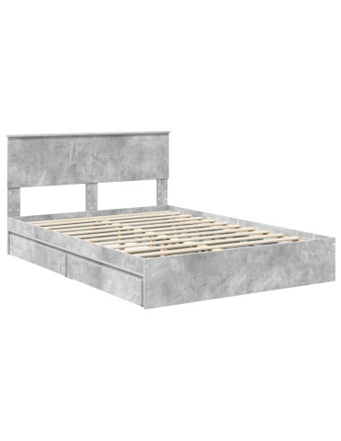 Letto con Contenitore con testiera Grigio cemento 135 x 190 cm