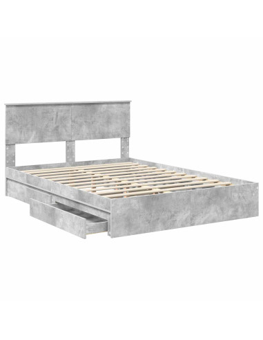 Letto con Contenitore con testiera Grigio cemento 135 x 190 cm