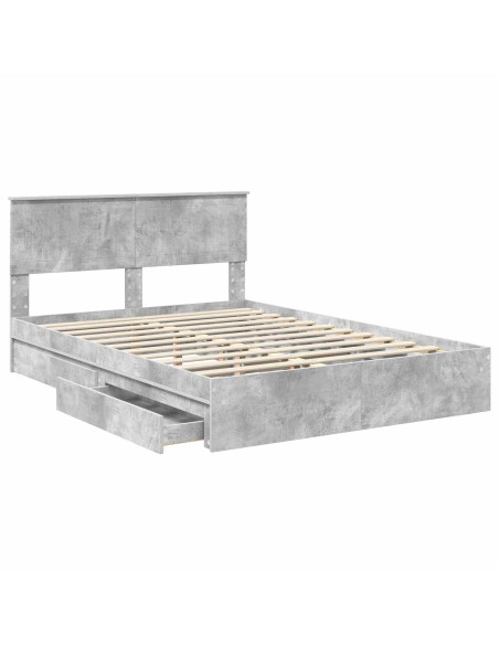 Letto con Contenitore con testiera Grigio cemento 135 x 190 cm