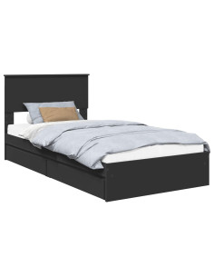 Letto con Contenitore Nero 100 x 200 cm Legno multistrato 2