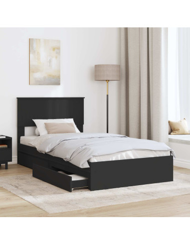 Letto con Contenitore Nero 100 x 200 cm Legno multistrato