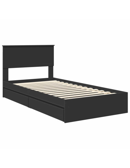 Letto con Contenitore Nero 100 x 200 cm Legno multistrato