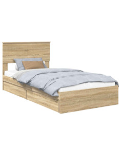 Letto con Contenitore con testiera Rovere Sonoma 100 x 200 cm 2