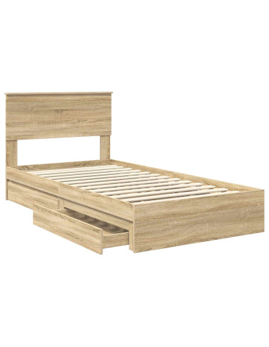 Letto con Contenitore con testiera Rovere Sonoma 100 x 200 cm