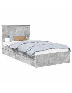 Letto con Contenitore con testiera Grigio cemento 100 x 200 cm 2